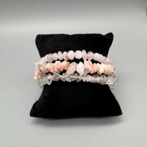 Set: Bergkristal, roze opaal en rozenkwarts